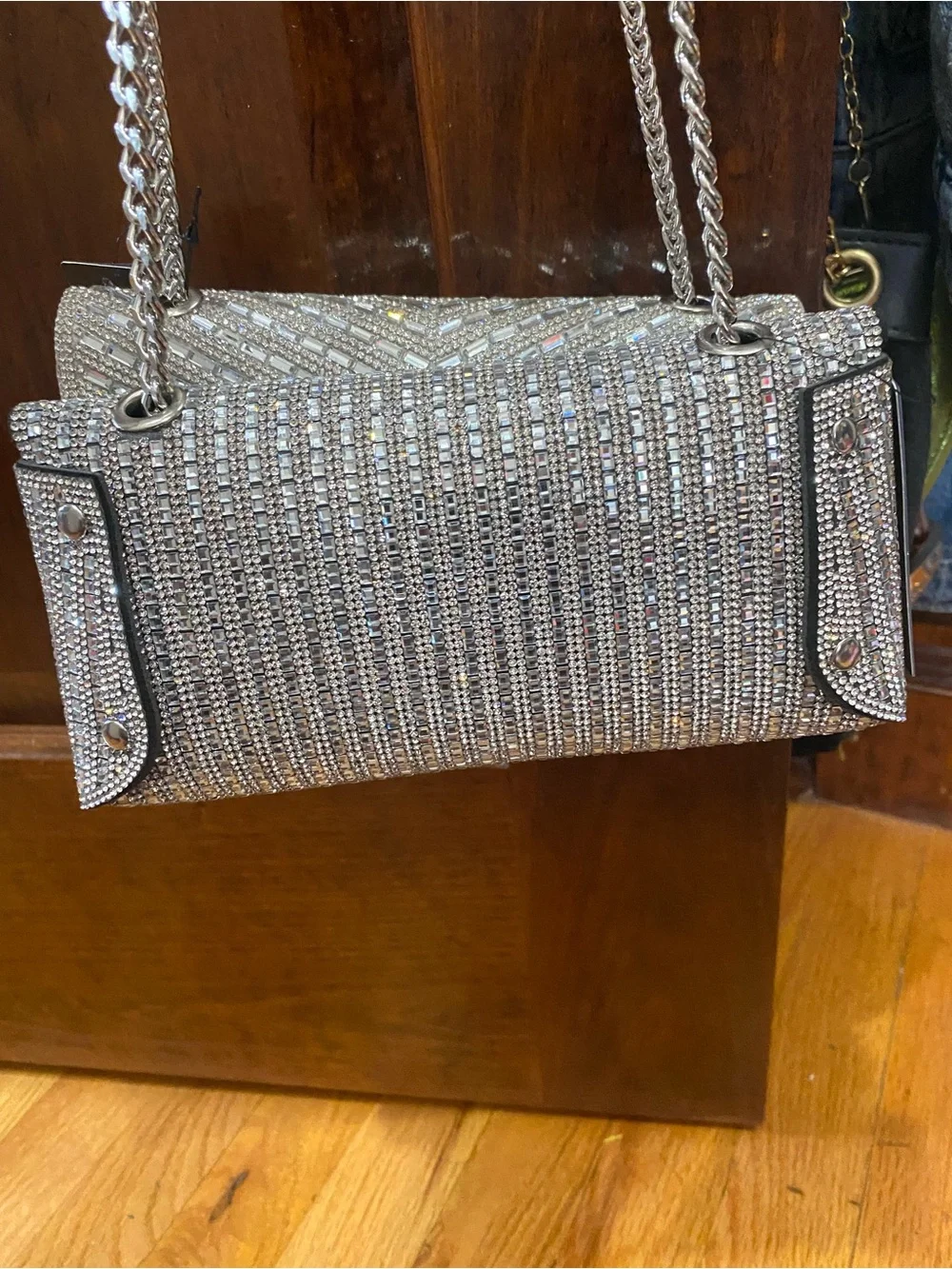 Sparkling Silver Rhinestone Chain Shoulder Bag - Picture 4 of 4